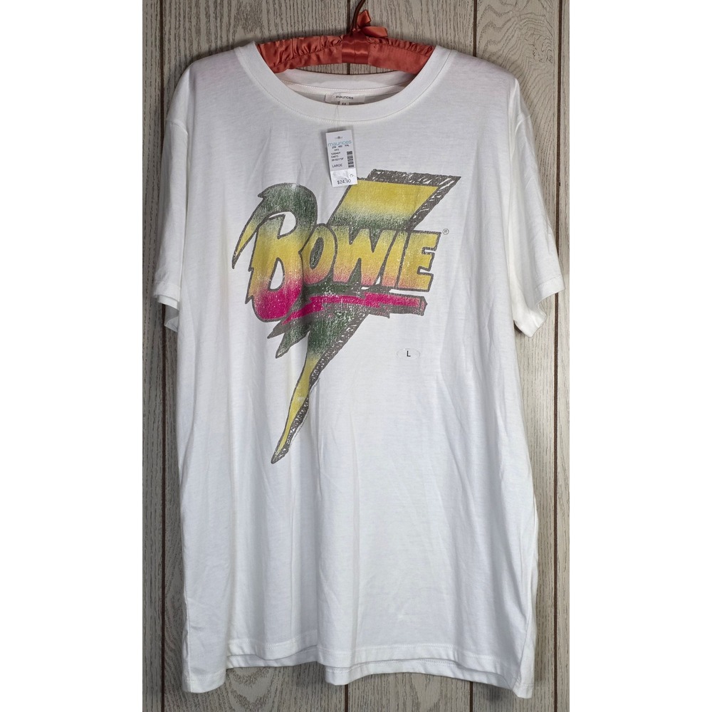 Maurices David Bowie Graphic T-Shirt White Large NWT 125046Y